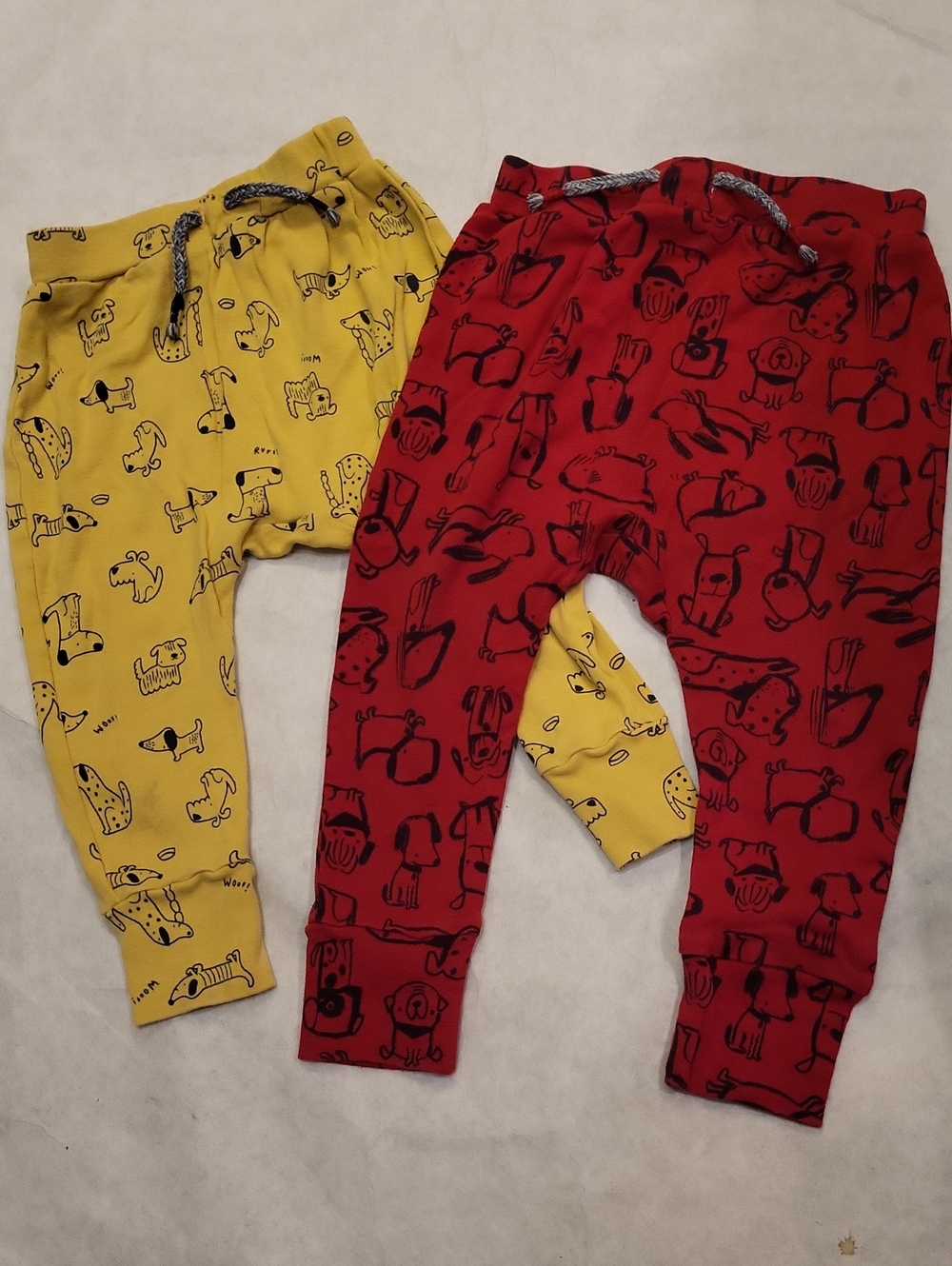 Two pair of puppy print baby pants
